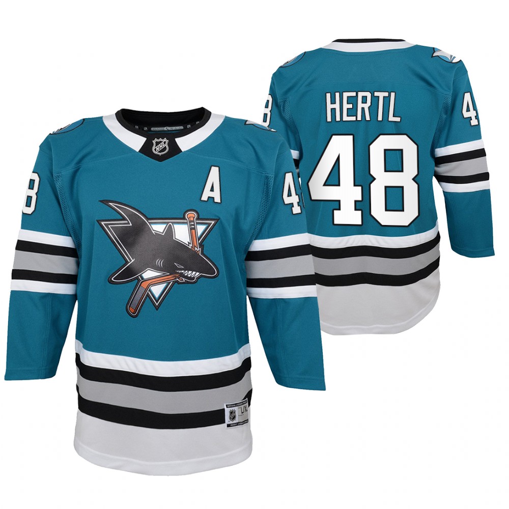San Jose Sharks Tomas Hertl Youth Teal 2020-21 30th Anniversary Jersey