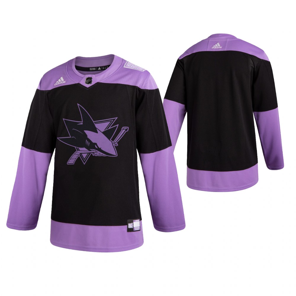 San Jose Sharks hockey Black Hockey Fights Cancer Jersey