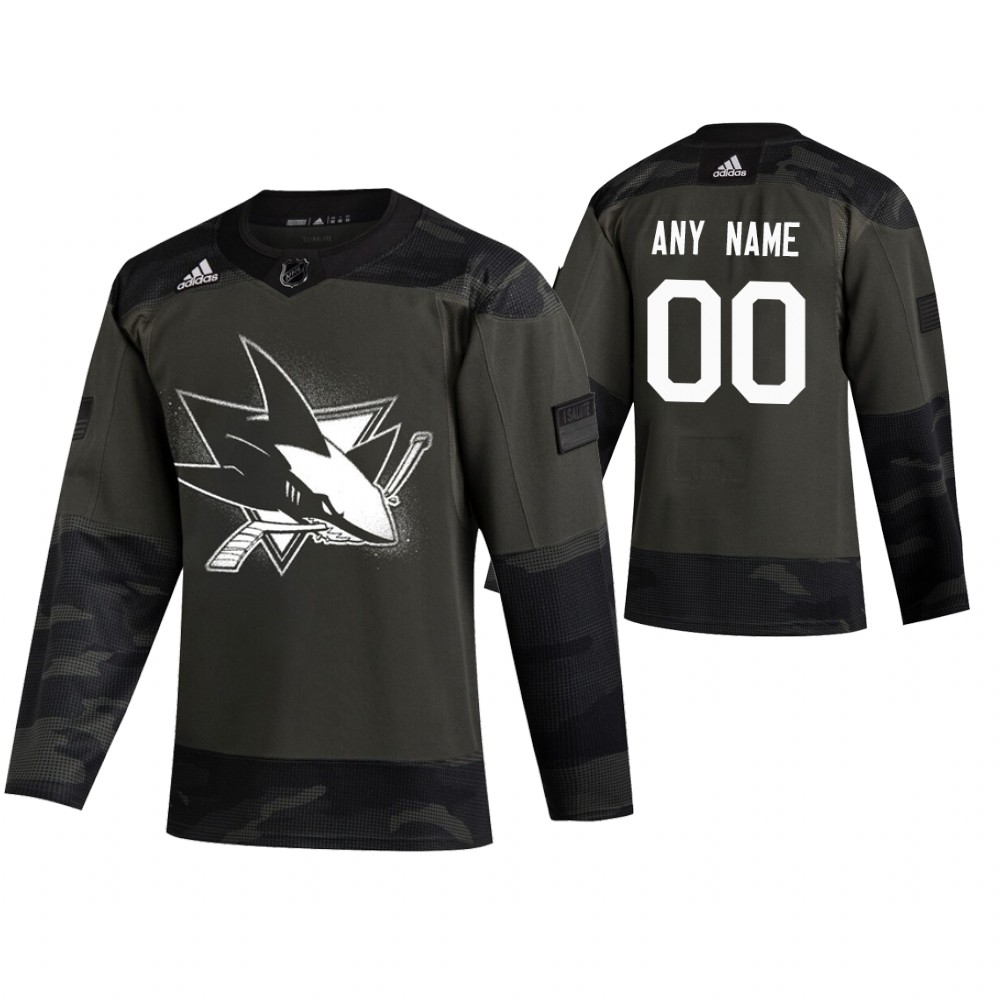 San Jose Sharks hockey Camo 2019 Veterans Day Jersey Custom
