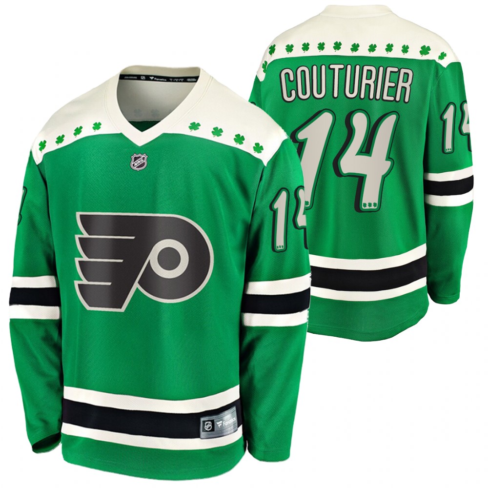 Sean Couturier Flyers 2021 St Patricks Day Green #14 Jersey
