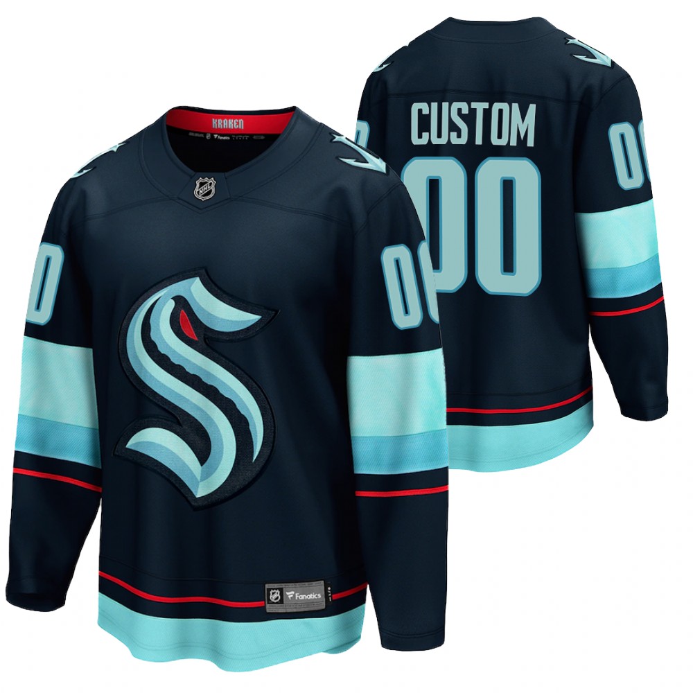 Seattle Kraken #00 Custom Navy 2021-22 Home Jersey