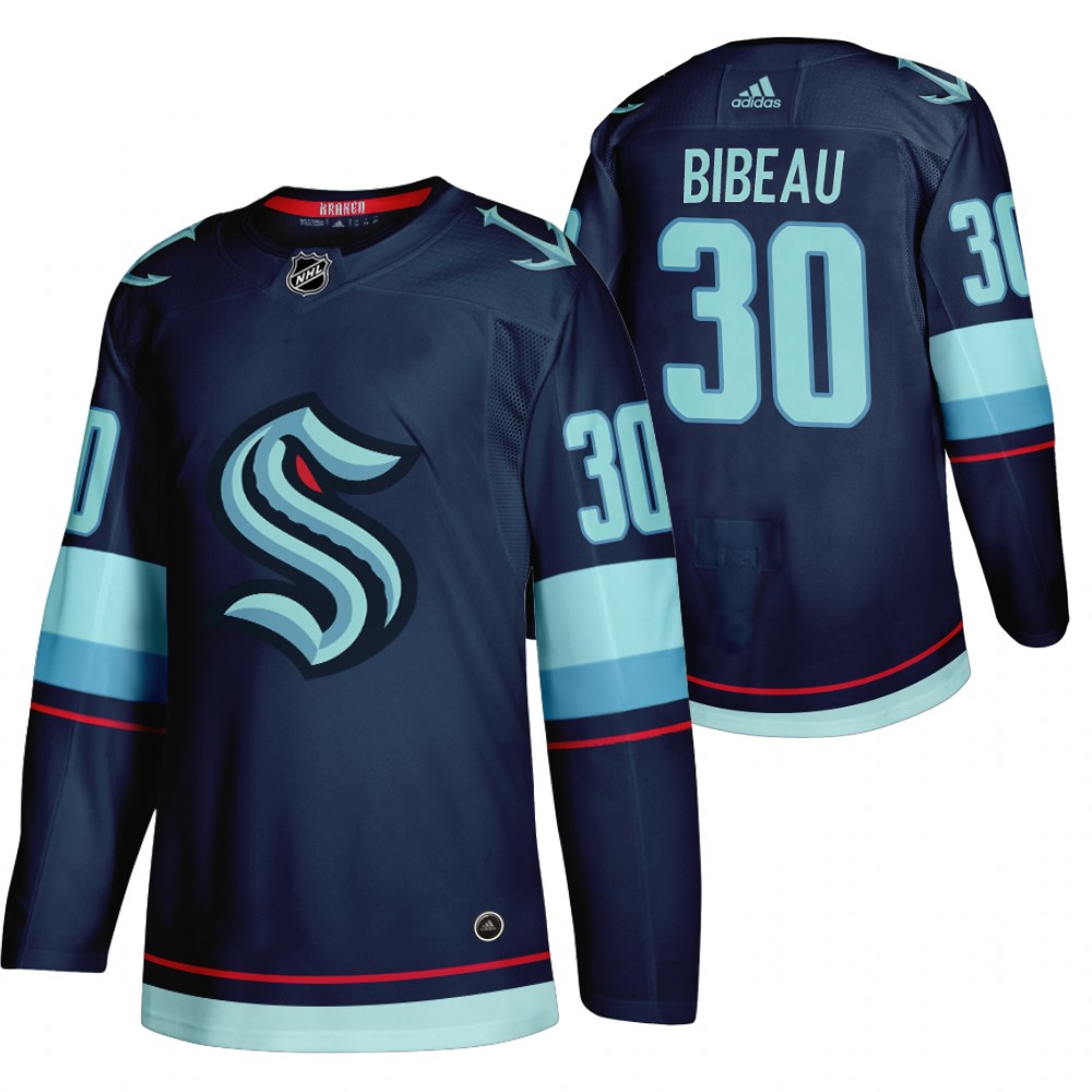 Seattle Kraken Antoine Bibeau 2021-22 Home Authentic Jersey Navy