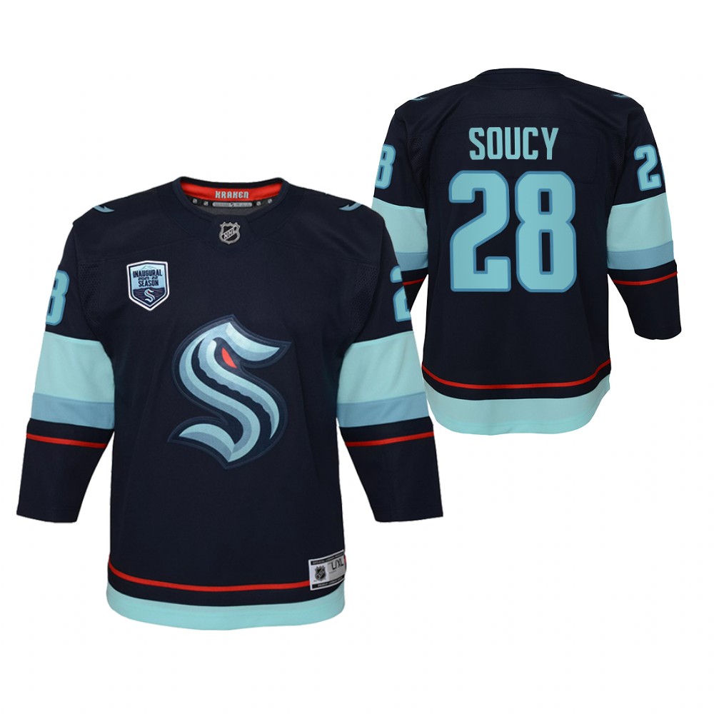 Seattle Kraken Carson Soucy Youth Navy 2021-22 Home Jersey