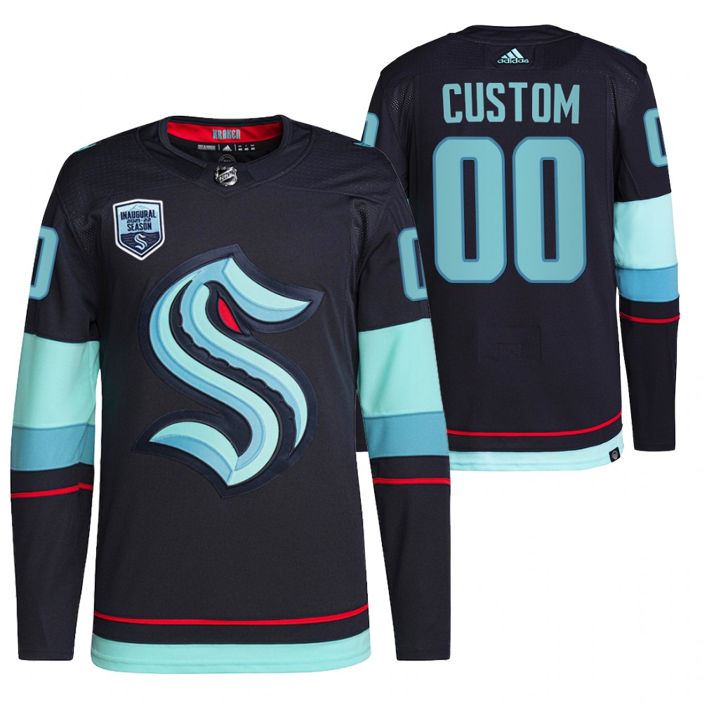 Seattle Kraken Custom #00 Primary Logo Authentic Jersey Navy