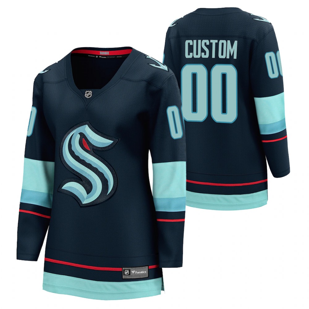 Seattle Kraken Custom Women Navy 2021-22 Home Jersey