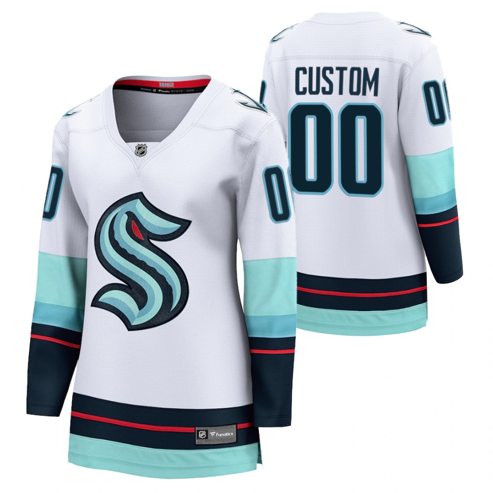 Seattle Kraken Custom Women White 2021-22 Away Jersey