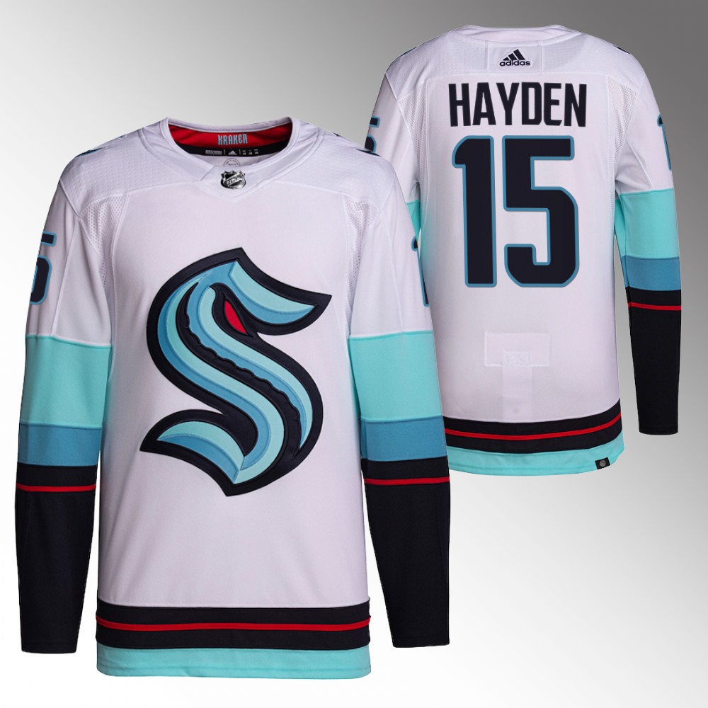 Seattle Kraken John Hayden White Authentic Primegreen Away Jersey