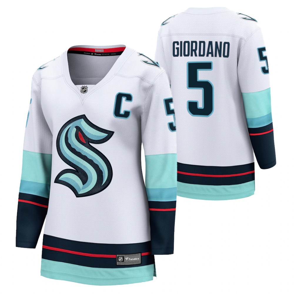 Seattle Kraken Mark Giordano Women White 2021-22 Away Jersey