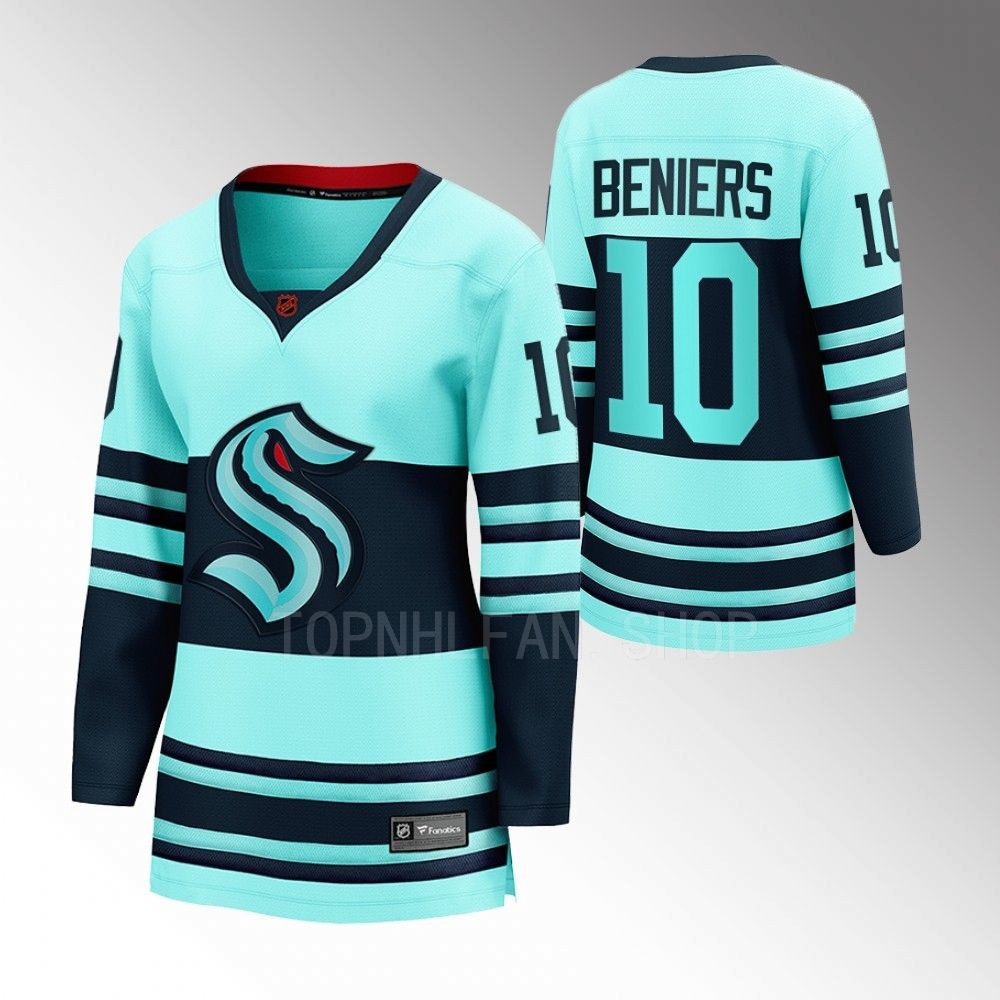 Seattle Kraken Matthew Beniers Women Ice Blue 2022 Special Edition 2.0 Jersey