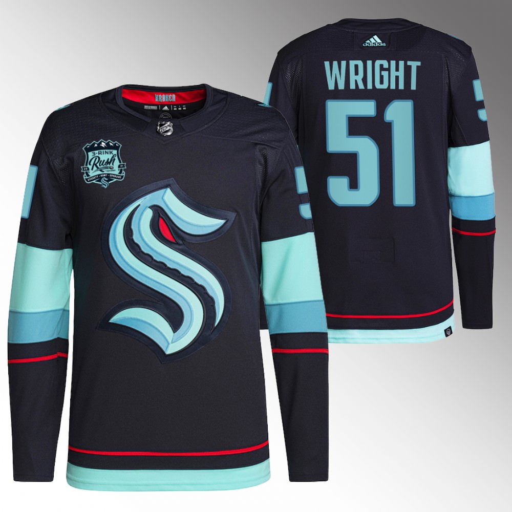 Seattle Kraken Shane Wright Navy Authentic Primegreen Home Jersey