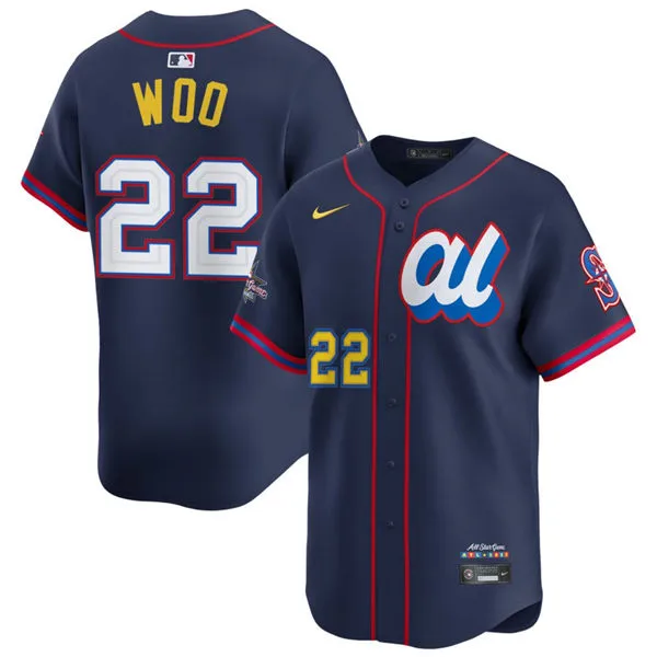 Seattle Mariners #22 Bryan Woo 2025 All-Star American League Limited Player Jersey Navy 