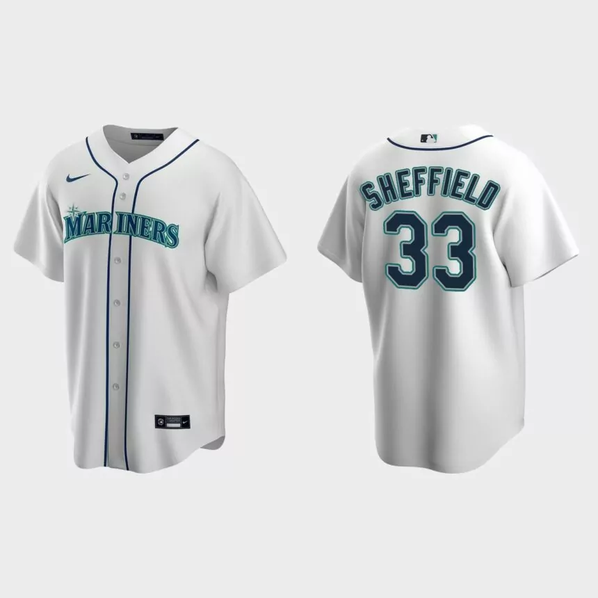 Seattle Mariners #33 Justus Sheffield Replica Home Jersey – White