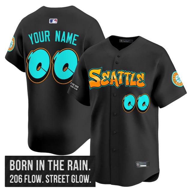 Seattle Mariners 'Graffiti Emerald Drop Edition' Vapor Premier Limited Custom Jersey BLACK