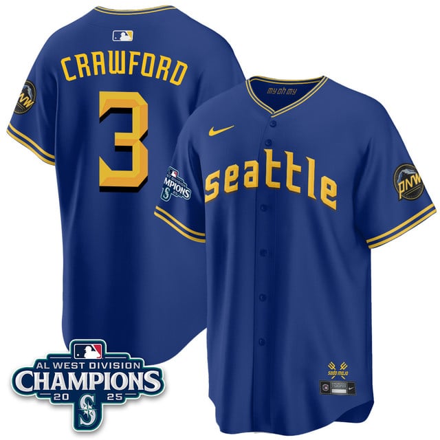 Seattle Mariners 2025 AL West Division Champions Jersey #3 J.P. Crawford