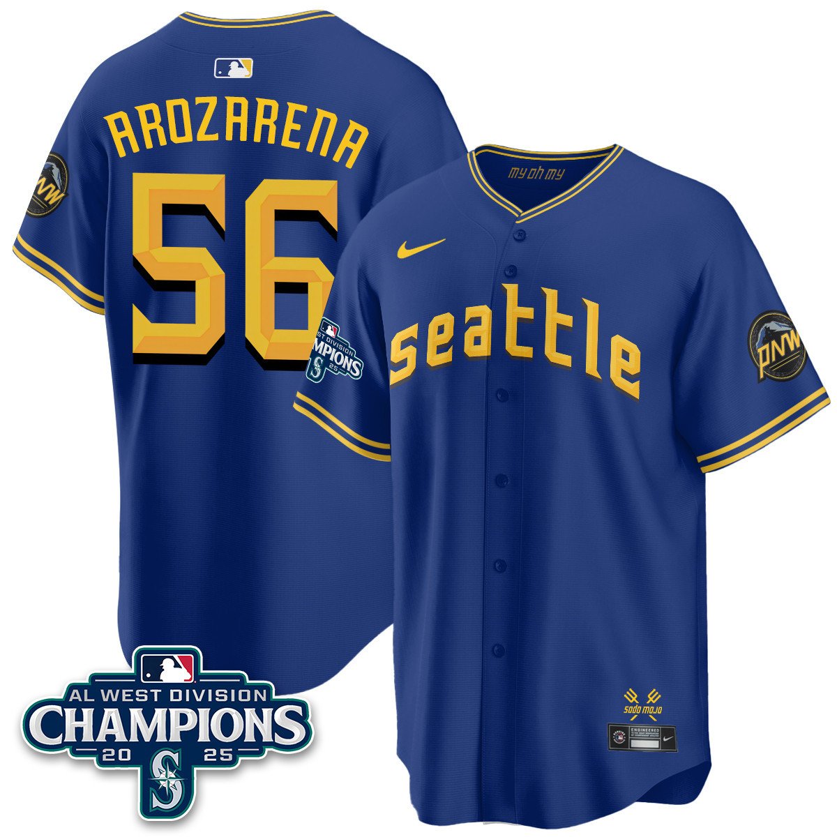 Seattle Mariners 2025 AL West Division Champions Jersey #56 Randy Arozarena