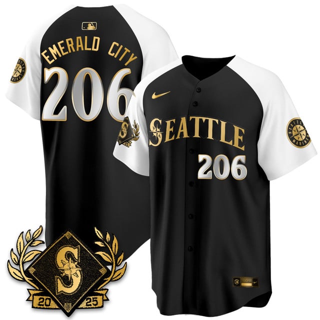 Seattle Mariners 2025 Series Gold Jersey alternate #206 Emerald City