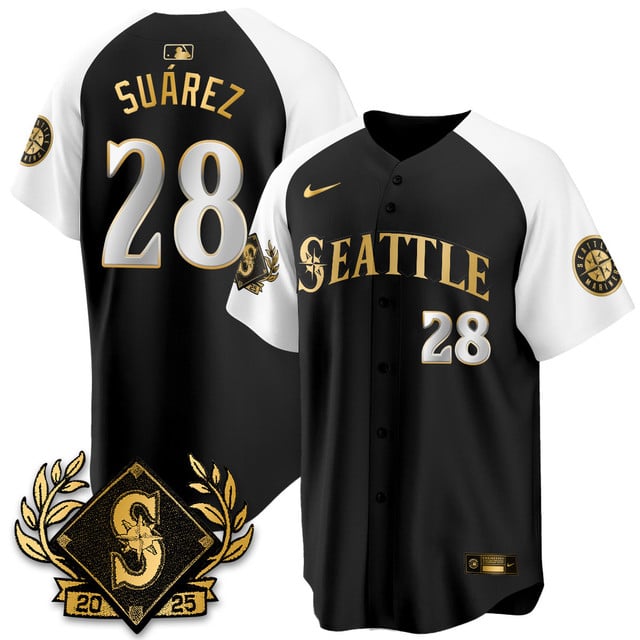 Seattle Mariners 2025 Series Gold Jersey alternate #28 Eugenio Suarez
