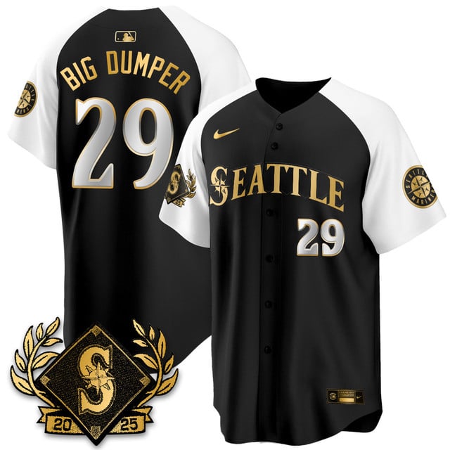 Seattle Mariners 2025 Series Gold Jersey alternate #29 Cal Raleigh (BIG DUMPER)