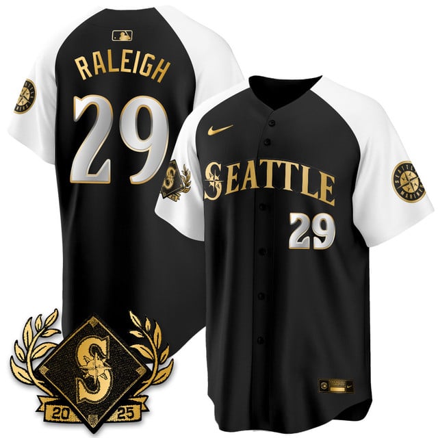 Seattle Mariners 2025 Series Gold Jersey alternate #29 Cal Raleigh