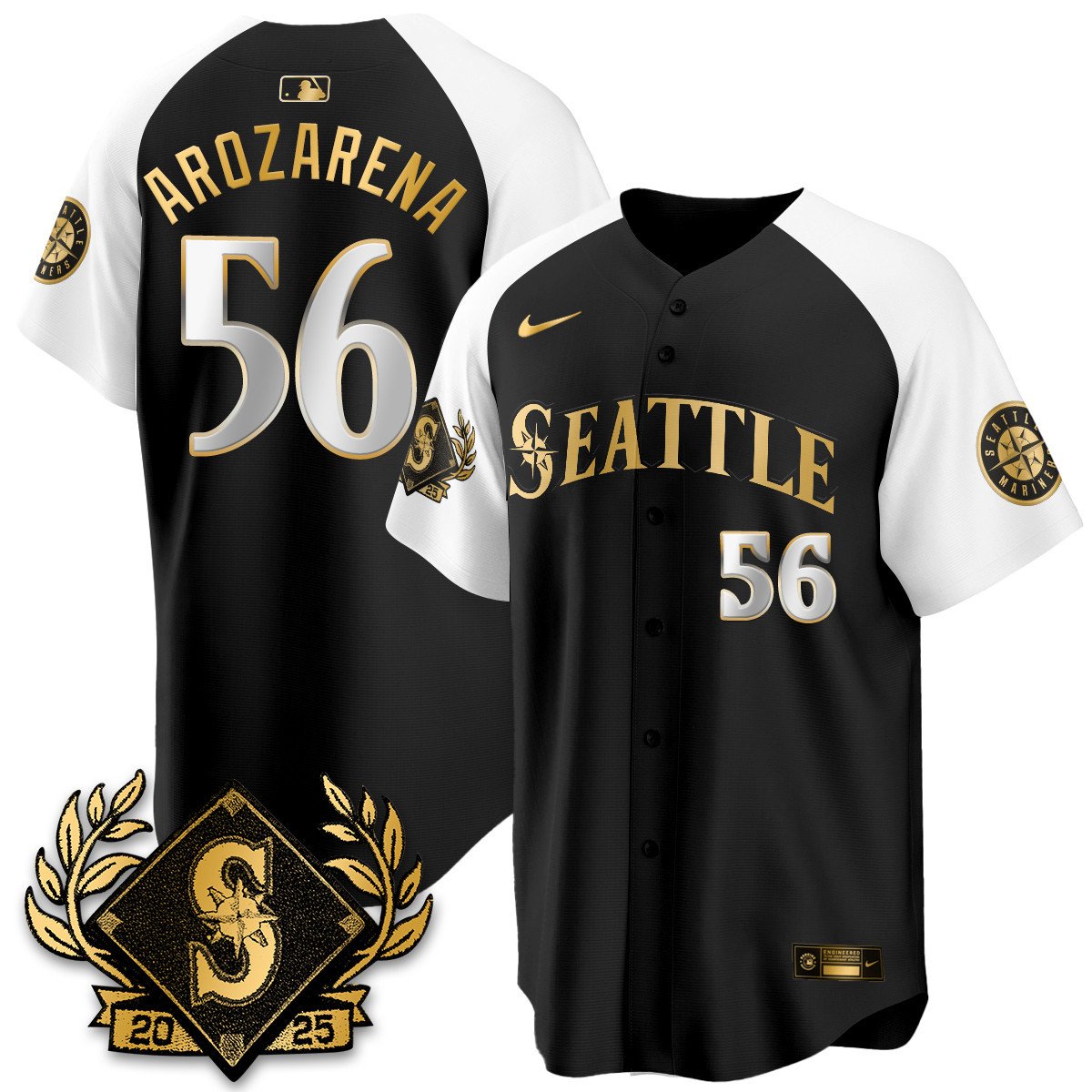 Seattle Mariners 2025 Series Gold Jersey alternate #56 Randy Arozarena