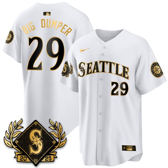 Seattle Mariners 2025 Series Gold Jersey white #29 Cal Raleigh (BIG DUMPER)