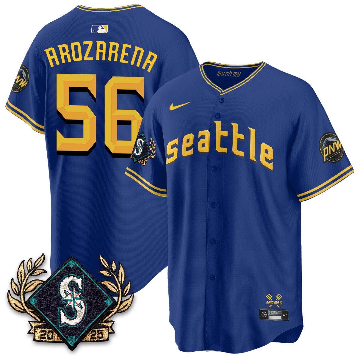 Seattle Mariners 2025 Series Jersey blue #56 Randy Arozarena