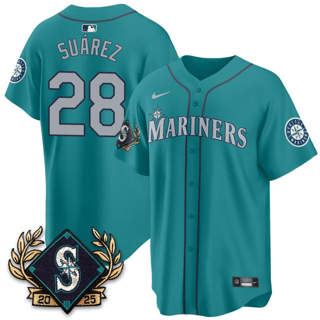 Seattle Mariners 2025 Series Jersey teal #28 Eugenio Suarez