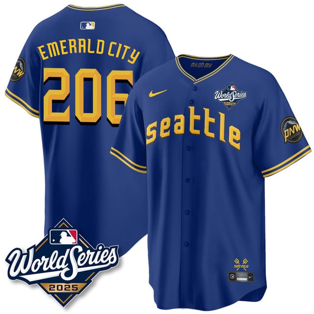 Seattle Mariners 2025 World Series Jersey blue #206 Emerald City