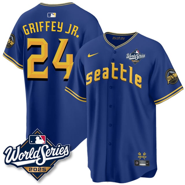 Seattle Mariners 2025 World Series Jersey blue #24 Ken Griffery