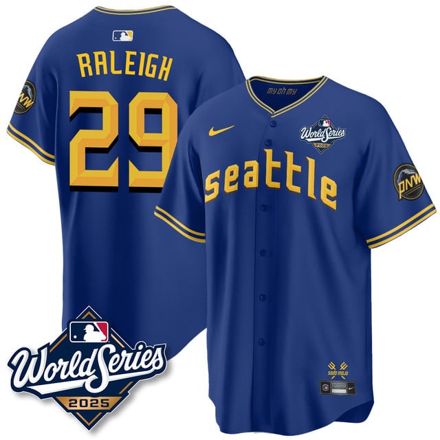 Seattle Mariners 2025 World Series Jersey blue #29 Cal Raleigh