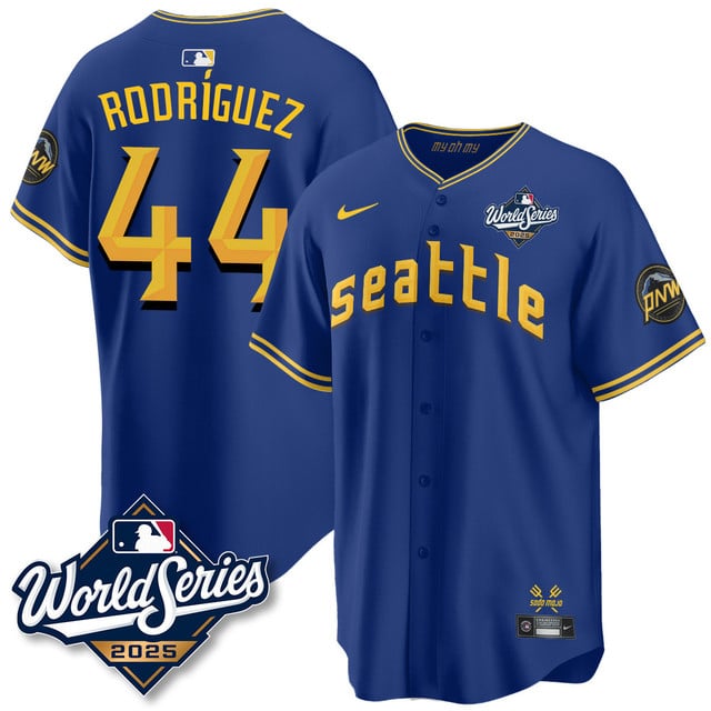 Seattle Mariners 2025 World Series Jersey blue #44 Julio Rodriguez