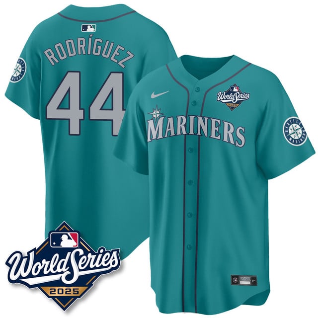 Seattle Mariners 2025 World Series Jersey teal #44 Julio Rodriguez
