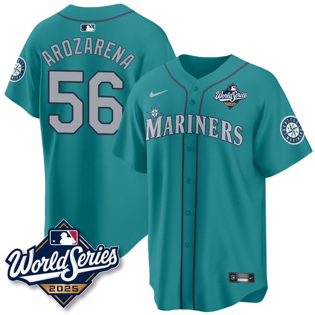 Seattle Mariners 2025 World Series Jersey teal #56 Randy Arozarena