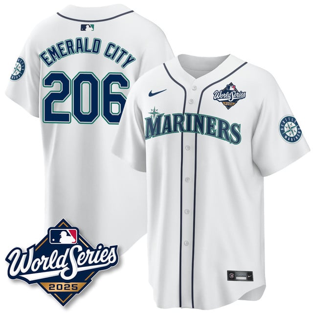 Seattle Mariners 2025 World Series Jersey white #206 Emerald City