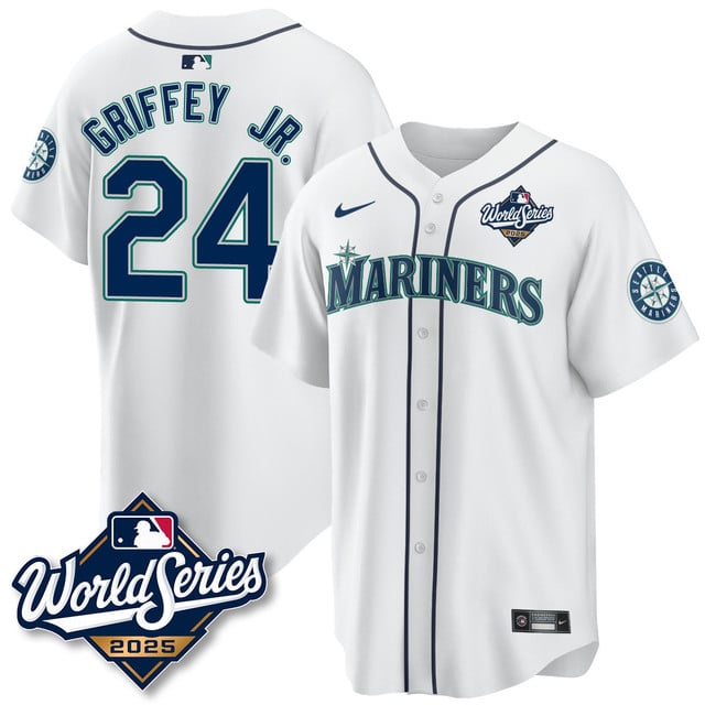 Seattle Mariners 2025 World Series Jersey white #24 Ken Griffery