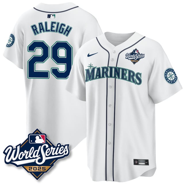 Seattle Mariners 2025 World Series Jersey white #29 Cal Raleigh
