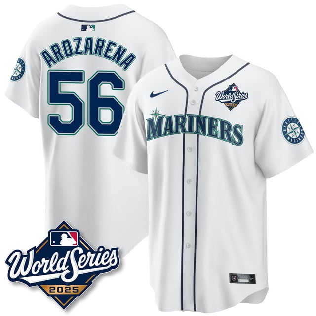 Seattle Mariners 2025 World Series Jersey white #56 Randy Arozarena