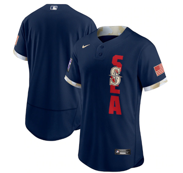 Seattle Mariners Blank 2021 Navy All-Star Flex Base Stitched MLB Jersey