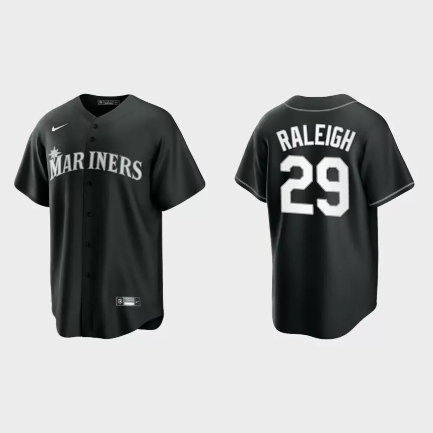 Seattle Mariners Cal Raleigh Replica Official Jersey – Black White