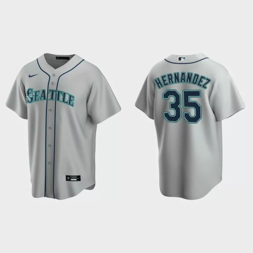 Seattle Mariners Teoscar Hernandez Replica Road Jersey – Gray