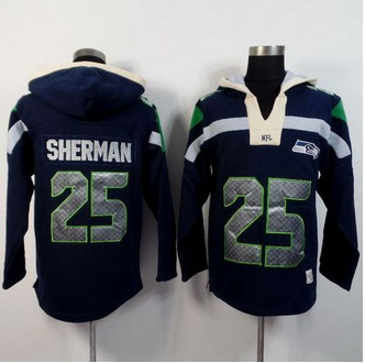 Seattle Seahawks #25 Richard Sherman Navy Blue Player Winning Method Pullover NFL Hoodie