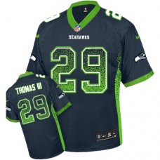 Seattle Seahawks #29 Earl Thomas III Navy Blue Drift Fashion Jersey