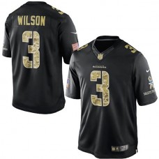 Seattle Seahawks #3 Russell Wilson Black Salute To Service Jersey