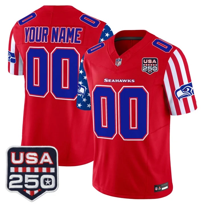 Seattle Seahawks America 250 Edition Vapor Limited Custom Jersey RED
