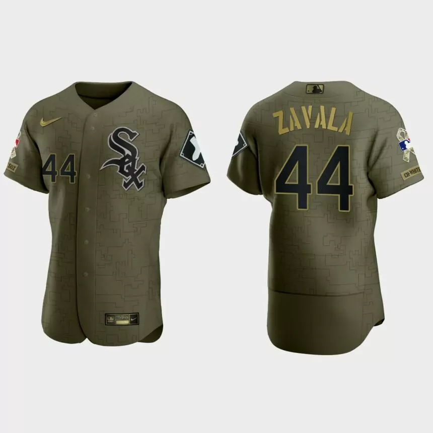 Seby Zavala Chicago White Sox 2021 Salute to Service Digital Camo Jersey – Green