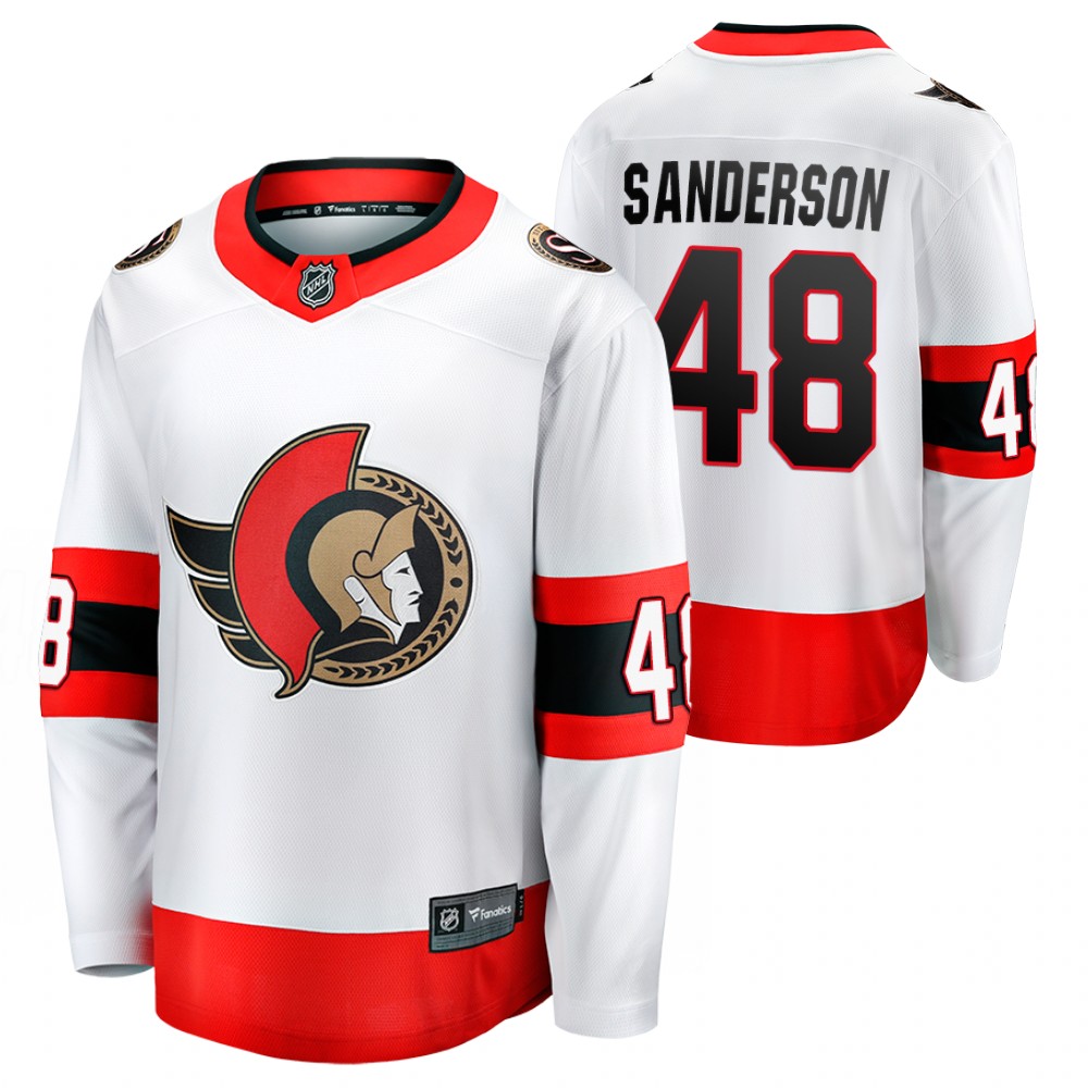 Senators #48 Jake Sanderson White 2020-21 2020 NHL Draft Jersey