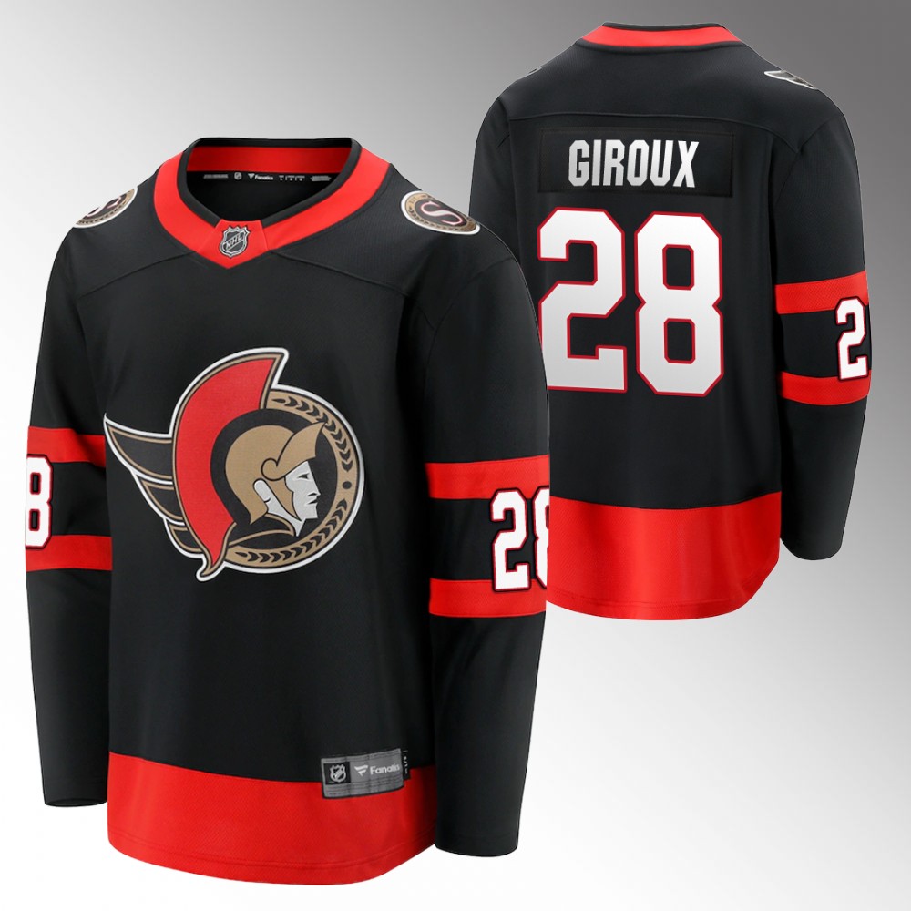 Senators Claude Giroux Jersey Home Black Breakaway Player Men