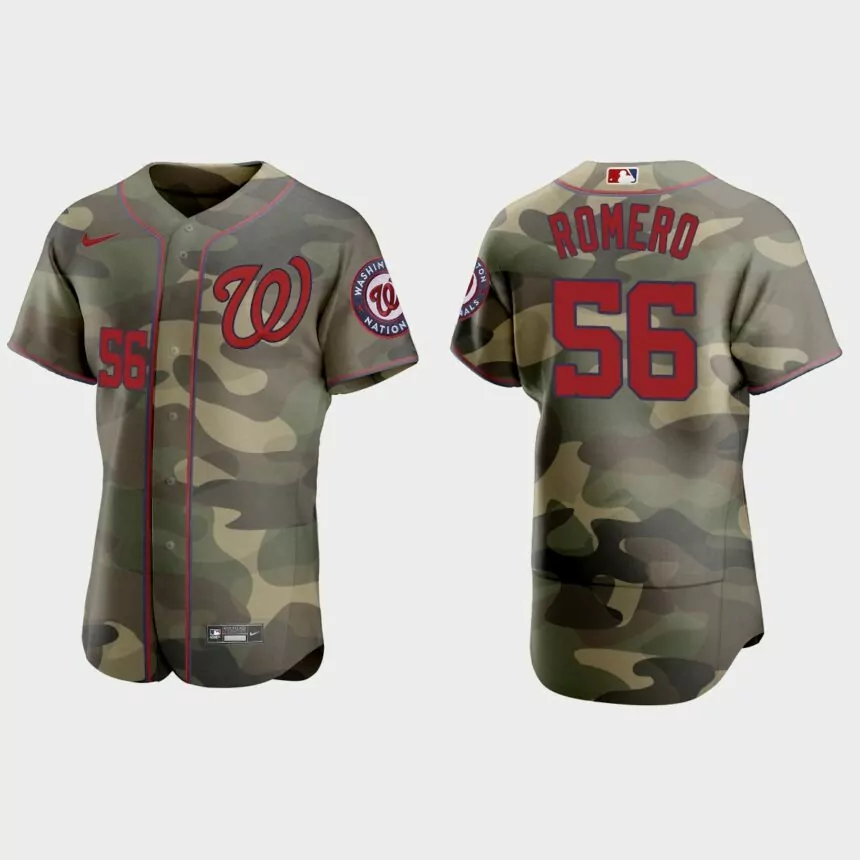 Seth Romero Washington Nationals 2021 National Armed Forces Day Authentic Jersey – Camo