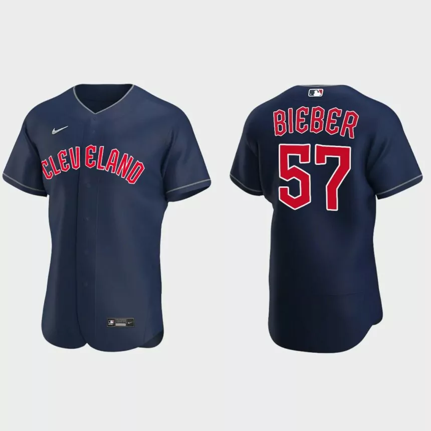Shane Bieber Cleveland Guardians Authentic Alternate Jersey – Navy