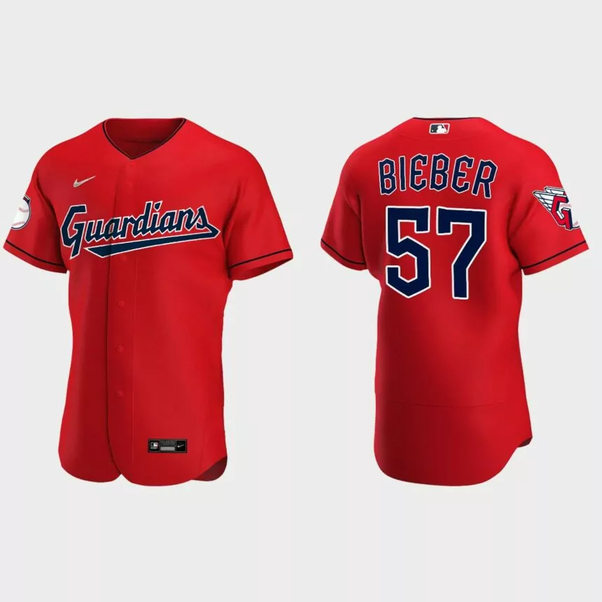 Shane Bieber Cleveland Guardians Authentic Alternate Jersey – Red
